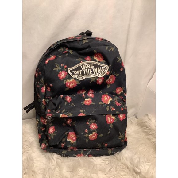 vans black floral backpack